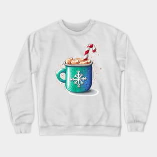 Christmas mug with hot chocolate and marshmallows Crewneck Sweatshirt